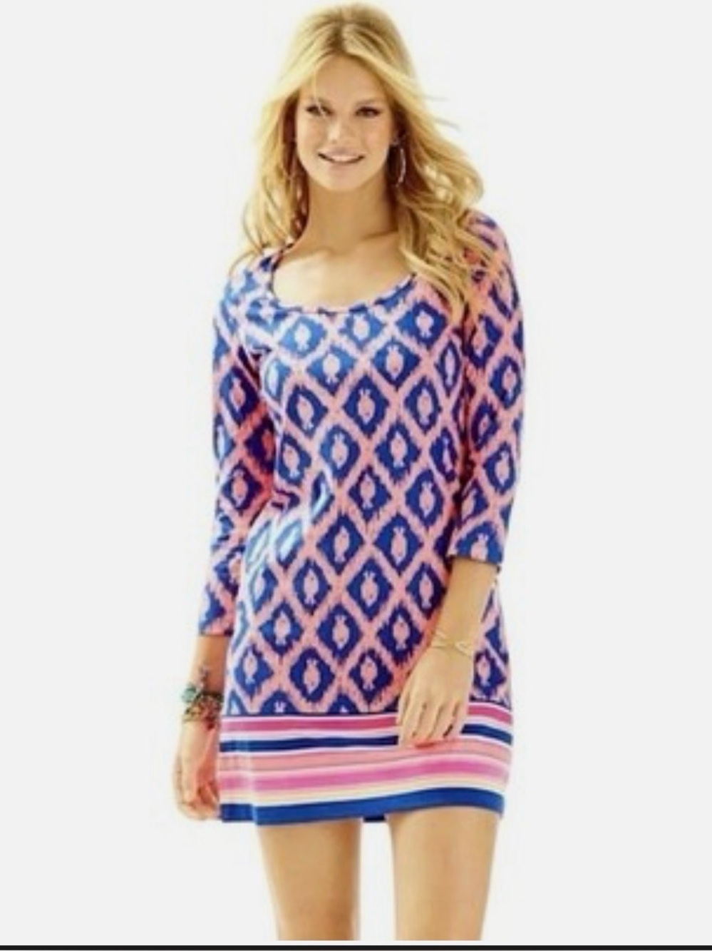 Lilly Pulitzer beacon dress little fish chase bomber blue size large NWOT